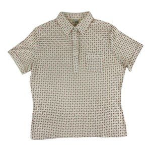 Vintage 70s Polo Shirt Women's Extra Large Sears S Logo Print Top